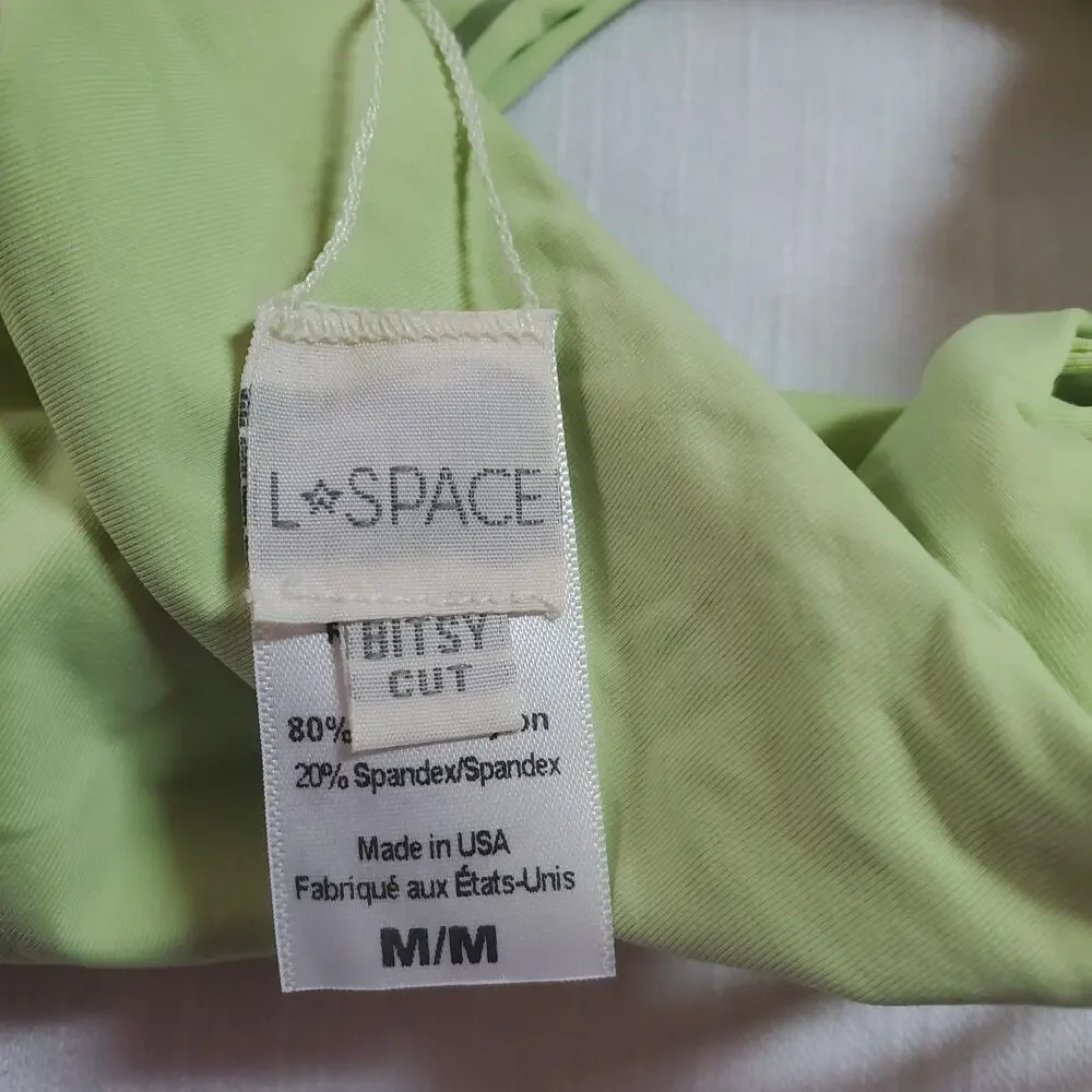 L*Space Harrington High Waist Strappy Bikini Bottom Mojito Green Medium M